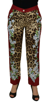 Dolce & Gabbana Multicolor Leopard Flora Printed Mid Waist Trouser Pants -   -  Dolce & Gabbana.